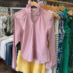 Red and White Ruffled Women's Top